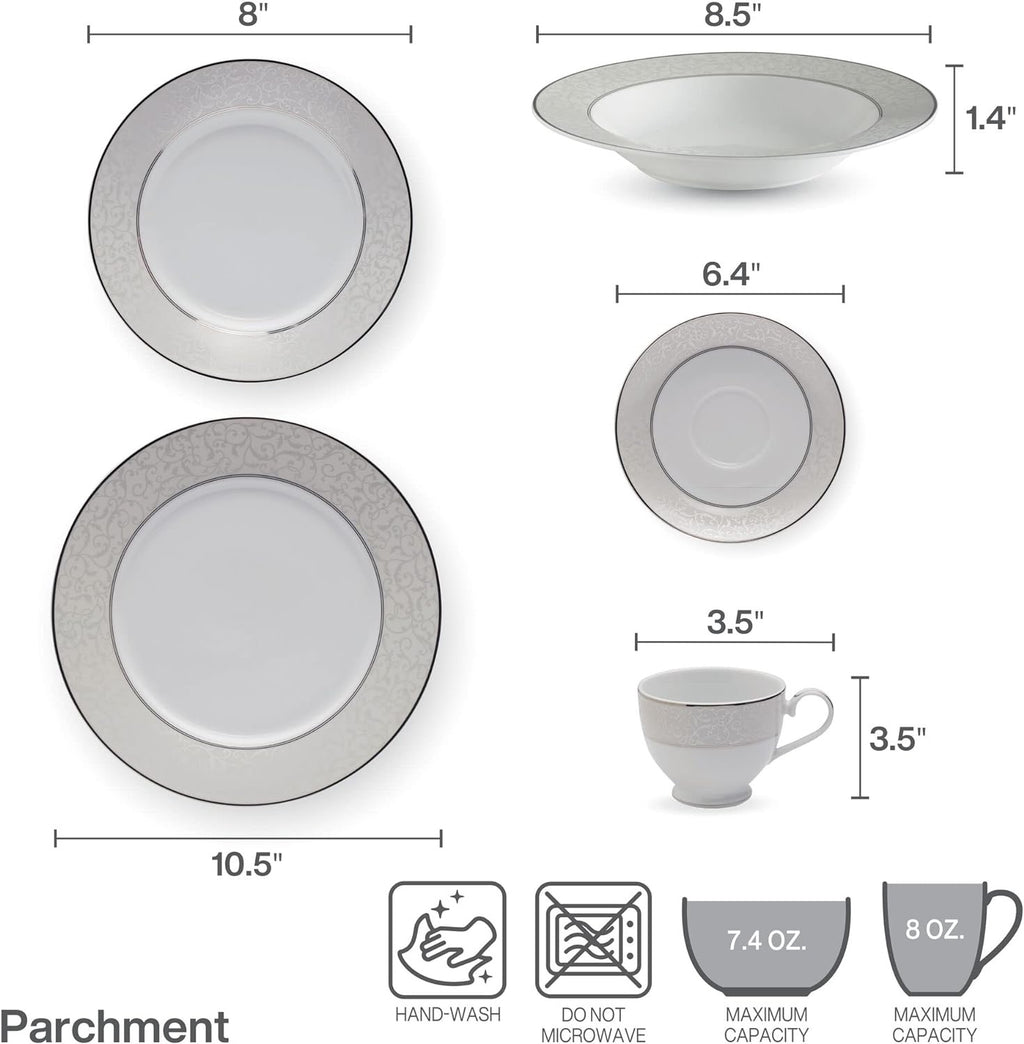 Mikasa Parchment 40-Piece Dinnerware Set | Service for 8 Contemporary Porcelain Plates, Bowls & Mugs