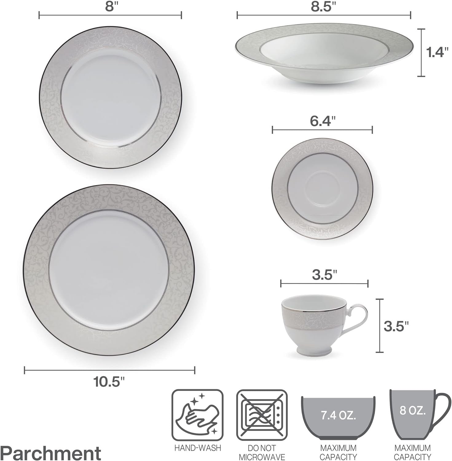 Mikasa Parchment 40-Piece Dinnerware Set | Service for 8 Contemporary Porcelain Plates, Bowls & Mugs