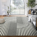 Abani Nuevo Collection Area Rug (5' × 8') | Mid-Century Black & Ivory Arch Design