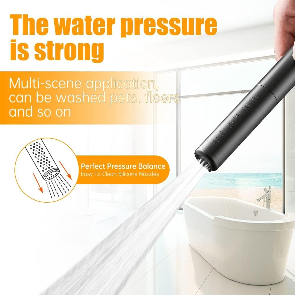 BESy 2-in-1 High-Pressure Handheld Shower Head Set | 7” Chrome Shower Head with 59” Hose & Bracket