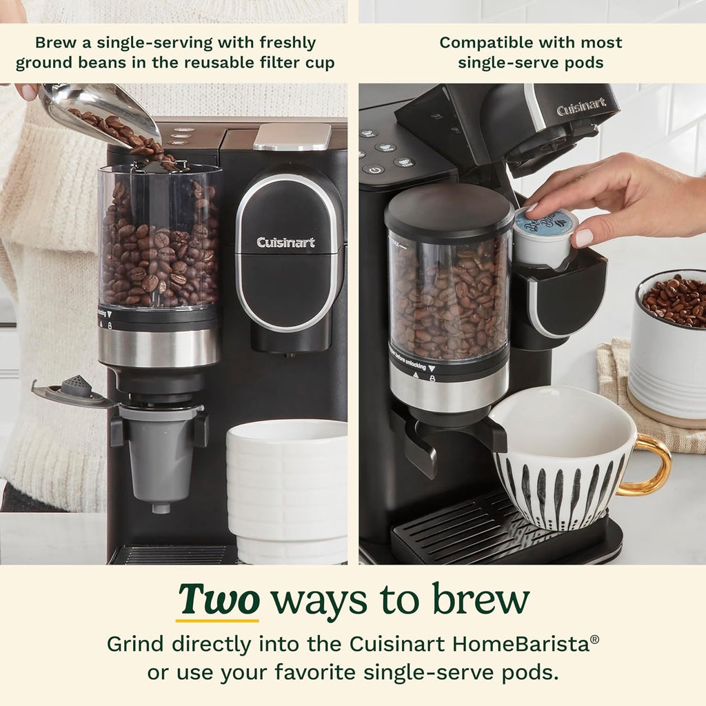 Cuisinart Single-Serve Coffee Maker + Built-In Grinder | Stainless Steel, Pod Compatible