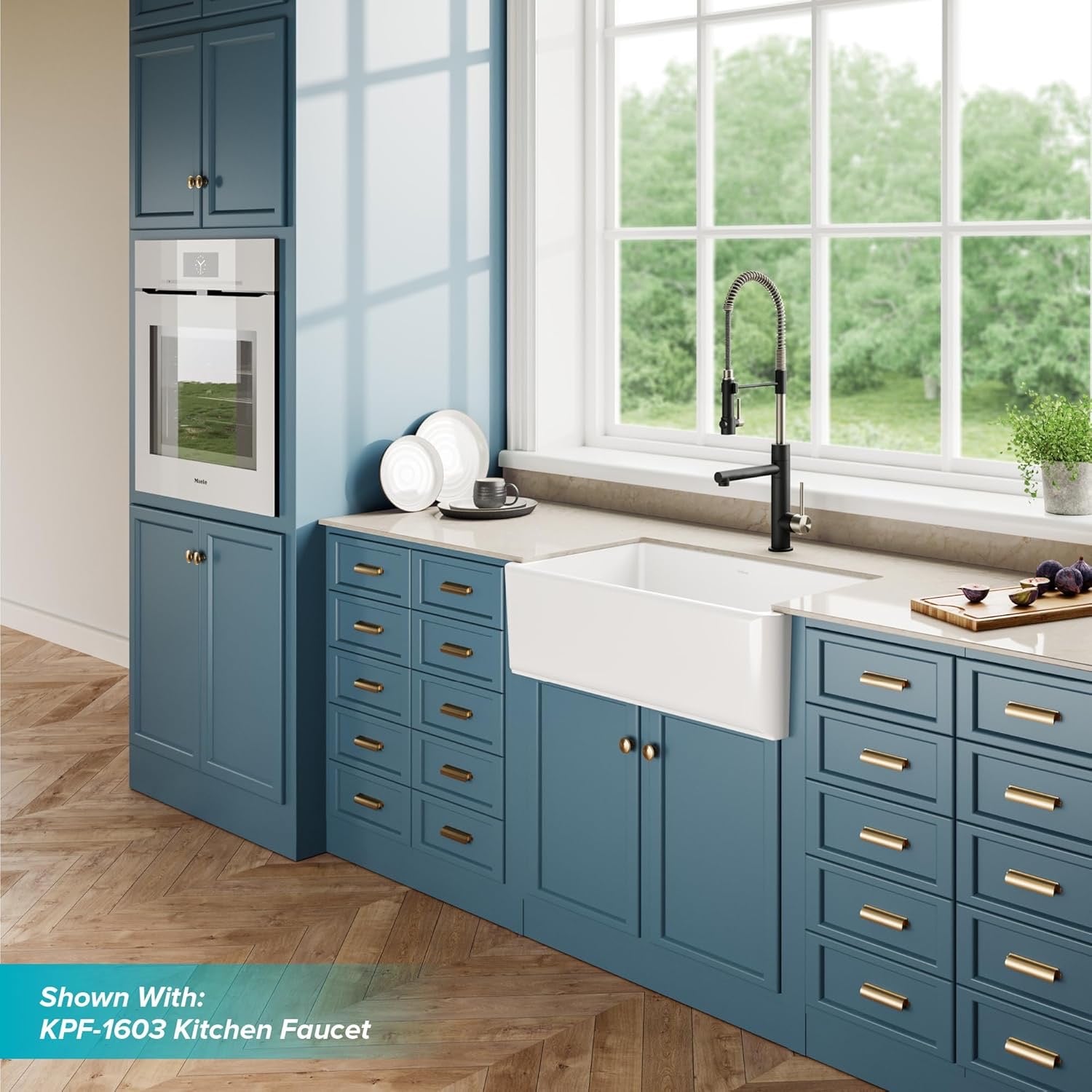 KRAUS Turino 33” Fireclay Farmhouse Kitchen Sink | Reversible Apron Front Single Bowl (Gloss White)