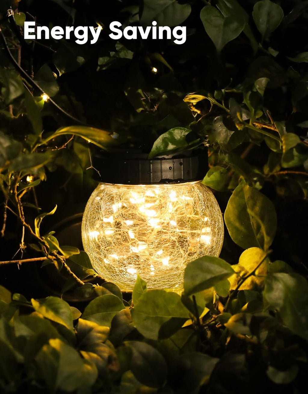 Solar Lanterns Outdoor Waterproof Lights (6-Pack) | Solar Powered Hanging Cracked Glass Globes for Garden, Tree & Holiday Decor