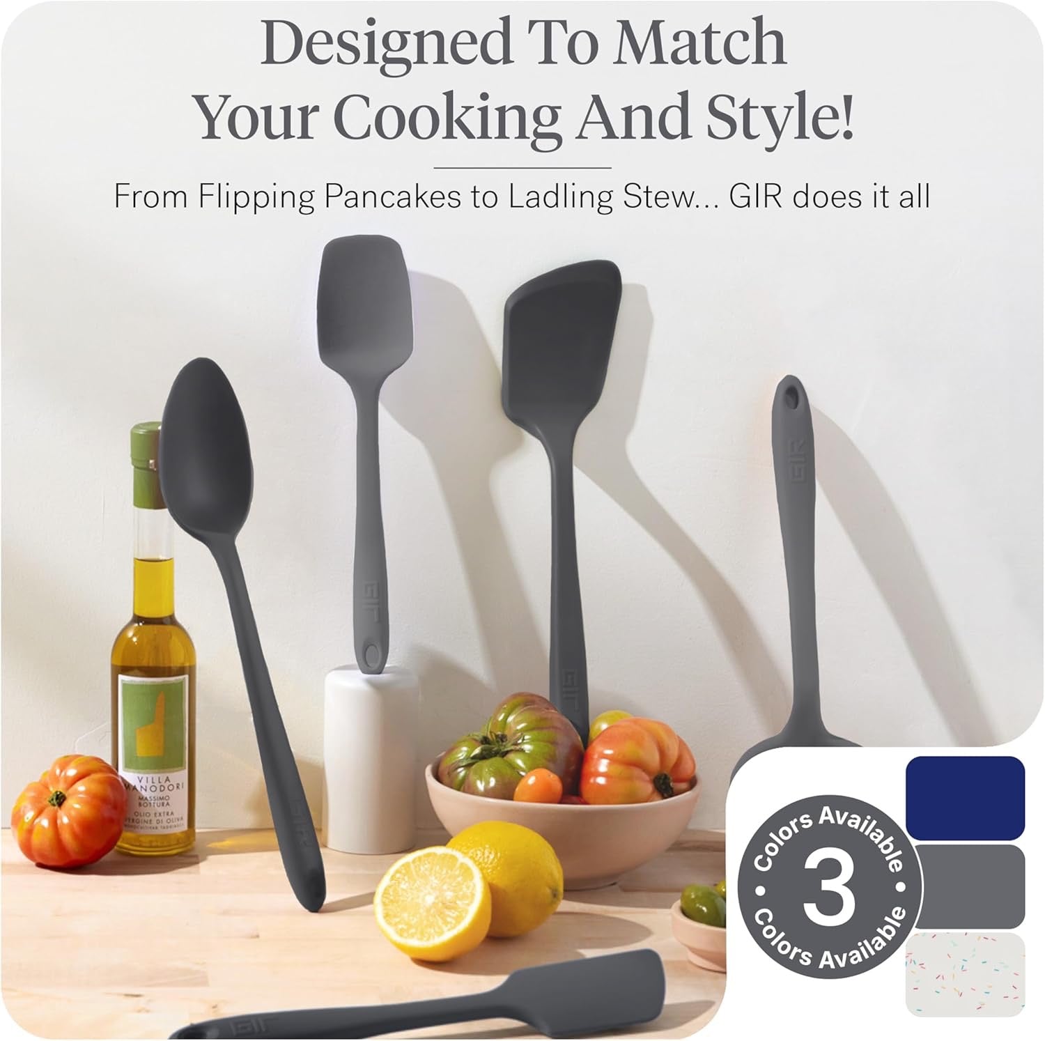 GIR Get It Right 10 Piece Silicone Utensil Set Charcoal Non Toxic Heat Resistant Nonstick Safe Kitchen Tools