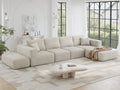 CUGOAO 152" Boneless Modular Sectional Sofa Bed | Oversized Cloud Couch Beige Chenille No Assembly