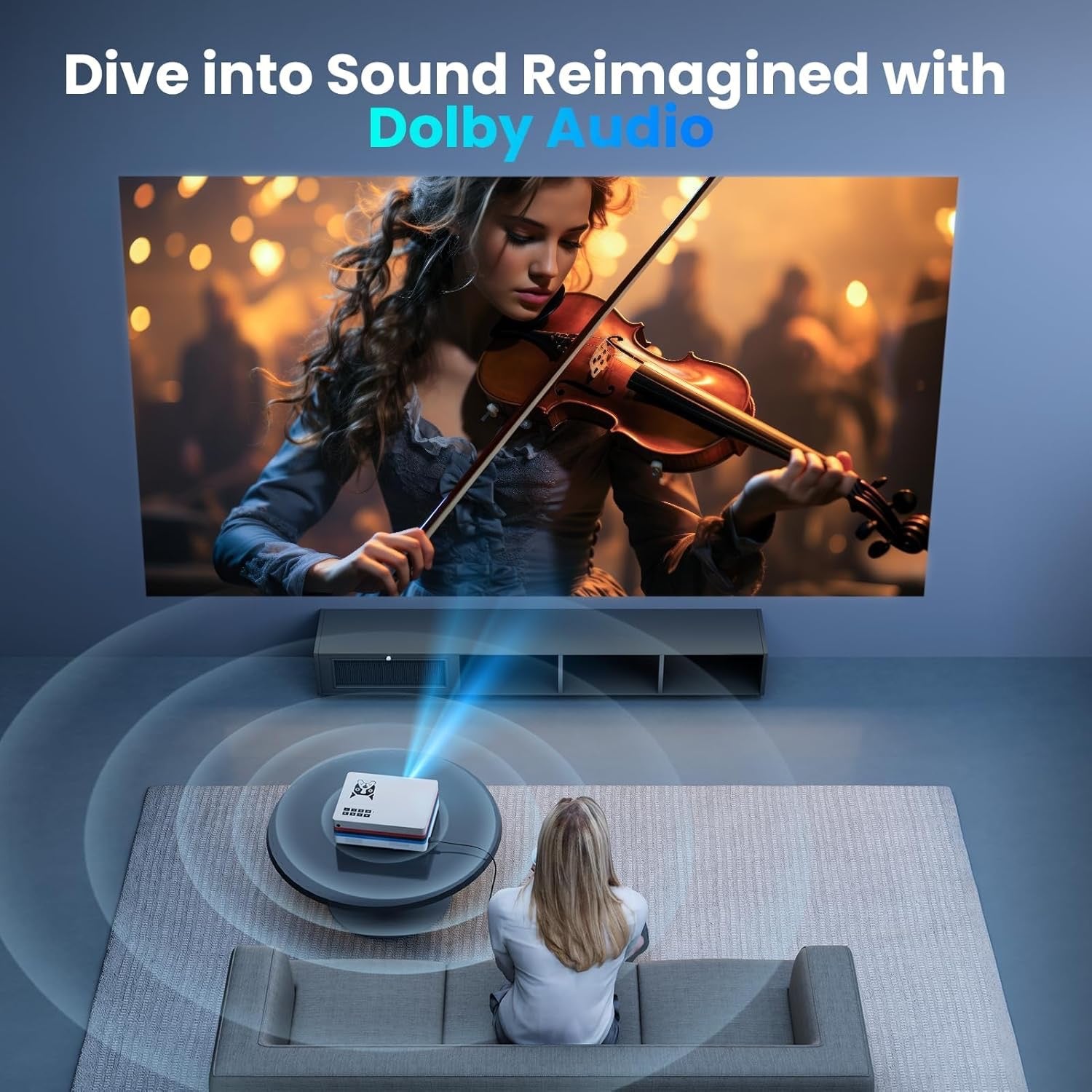 FUDONI Smart Projector | Native 1080P WiFi & Bluetooth Home Theater Projector with Auto Keystone