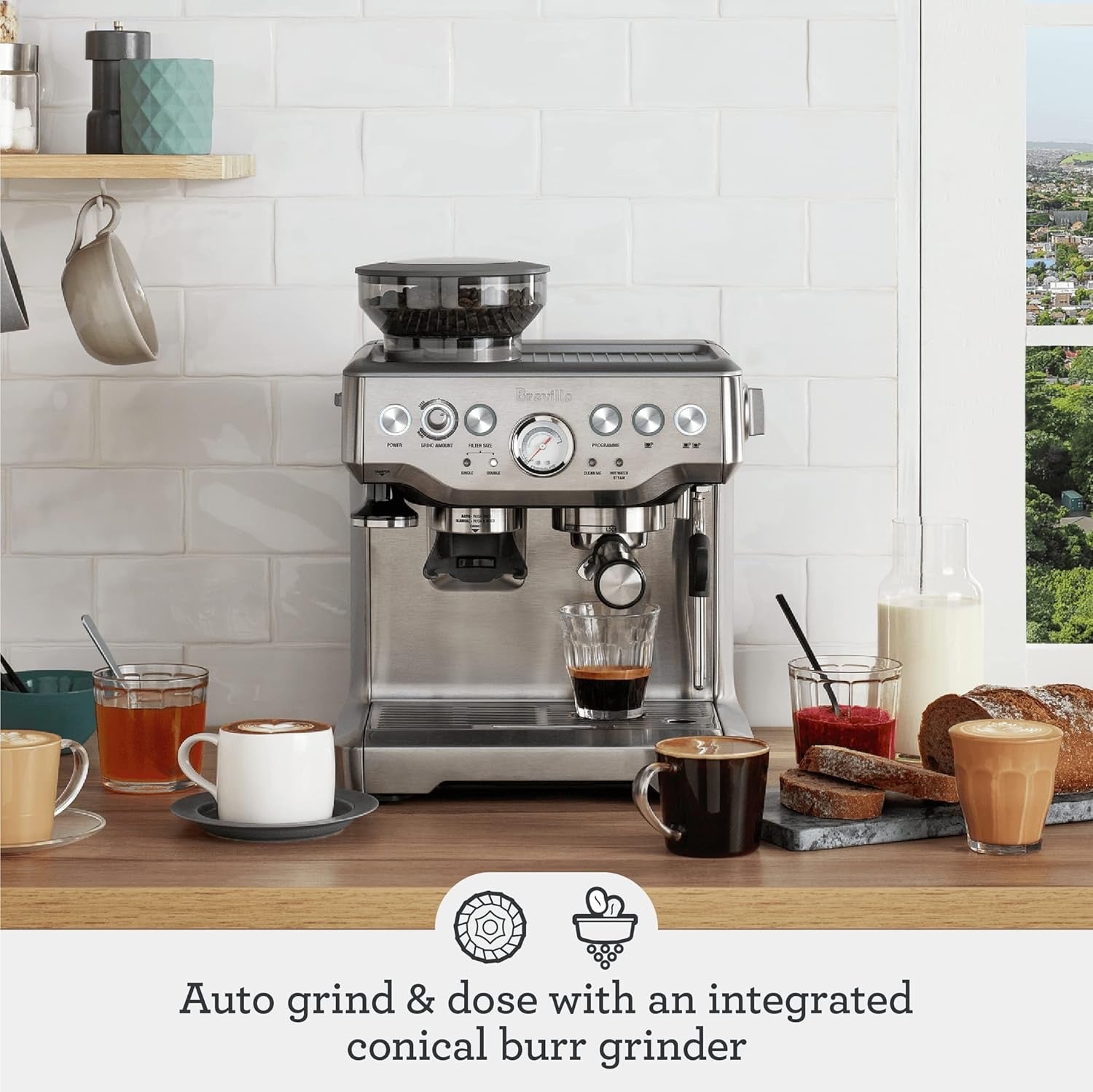 Breville Barista Express Espresso Machine BES870XL | Brushed Stainless Steel Home Espresso Maker