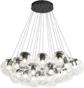 Modern 19-Light Bubble Chandelier – Black Glass Globe Pendant Lighting for Living Room, Dining Room & Entryway