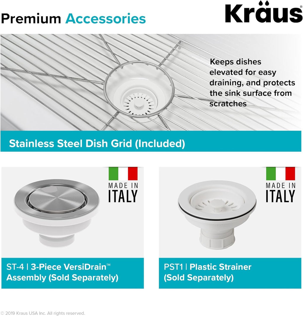 KRAUS Turino 33” Fireclay Farmhouse Kitchen Sink | Reversible Apron Front Single Bowl (Gloss White)