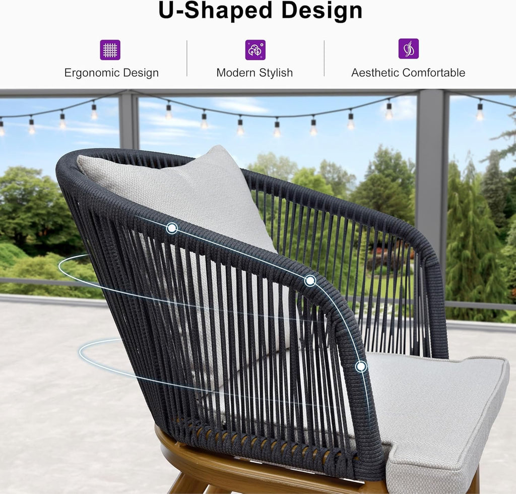 PURPLE LEAF 7‑Piece Patio Dining Set | All-Weather Wicker Outdoor Furniture with Cushions & Rectangular Table