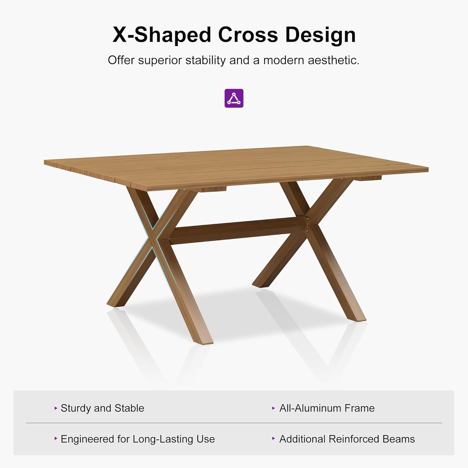 PURPLE LEAF 7‑Piece Patio Dining Set | All-Weather Wicker Outdoor Furniture with Cushions & Rectangular Table