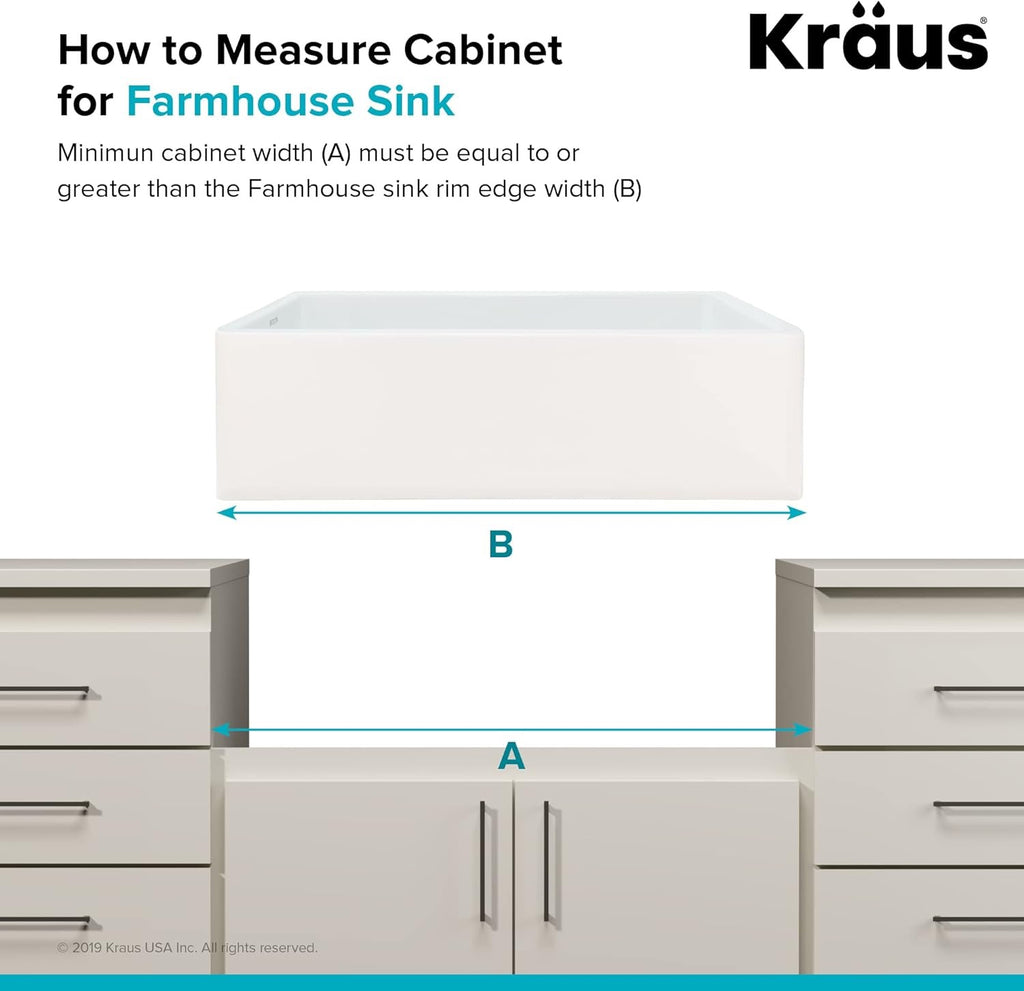 KRAUS Turino 33” Fireclay Farmhouse Kitchen Sink | Reversible Apron Front Single Bowl (Gloss White)
