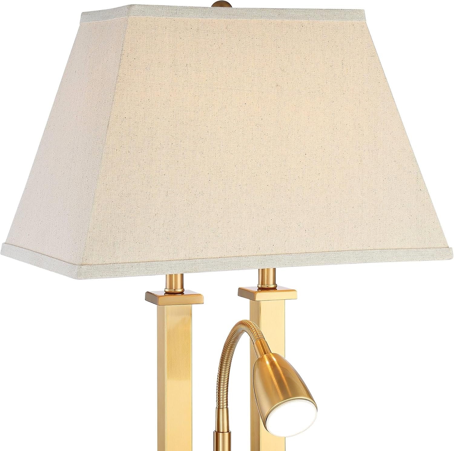 Possini Euro Design Deacon Desk Table Lamp | Antique Brass LED Lamp with USB & AC Outlet (26”)