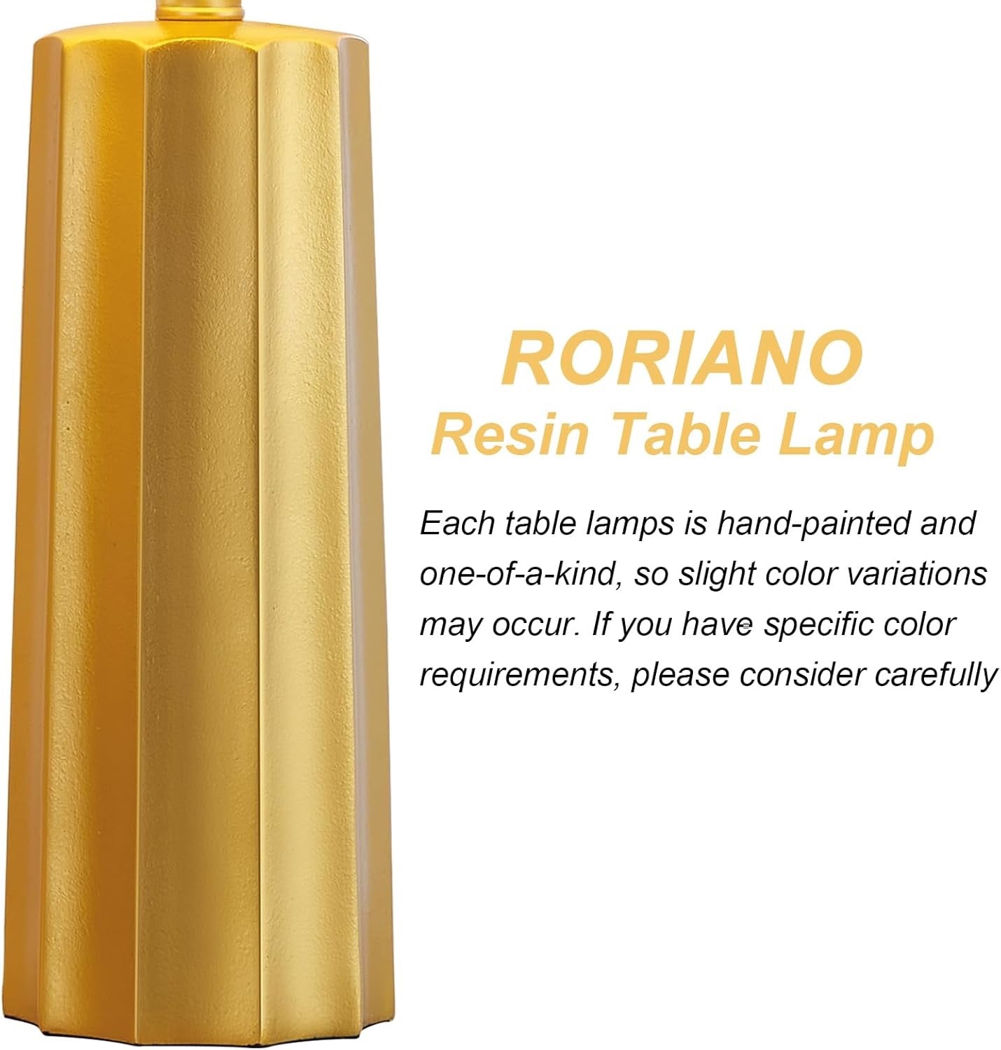 RORIANO Modern Gold Table Lamps (Set of 2) | Resin Base with Black Grid Shade (Bulbs Included)