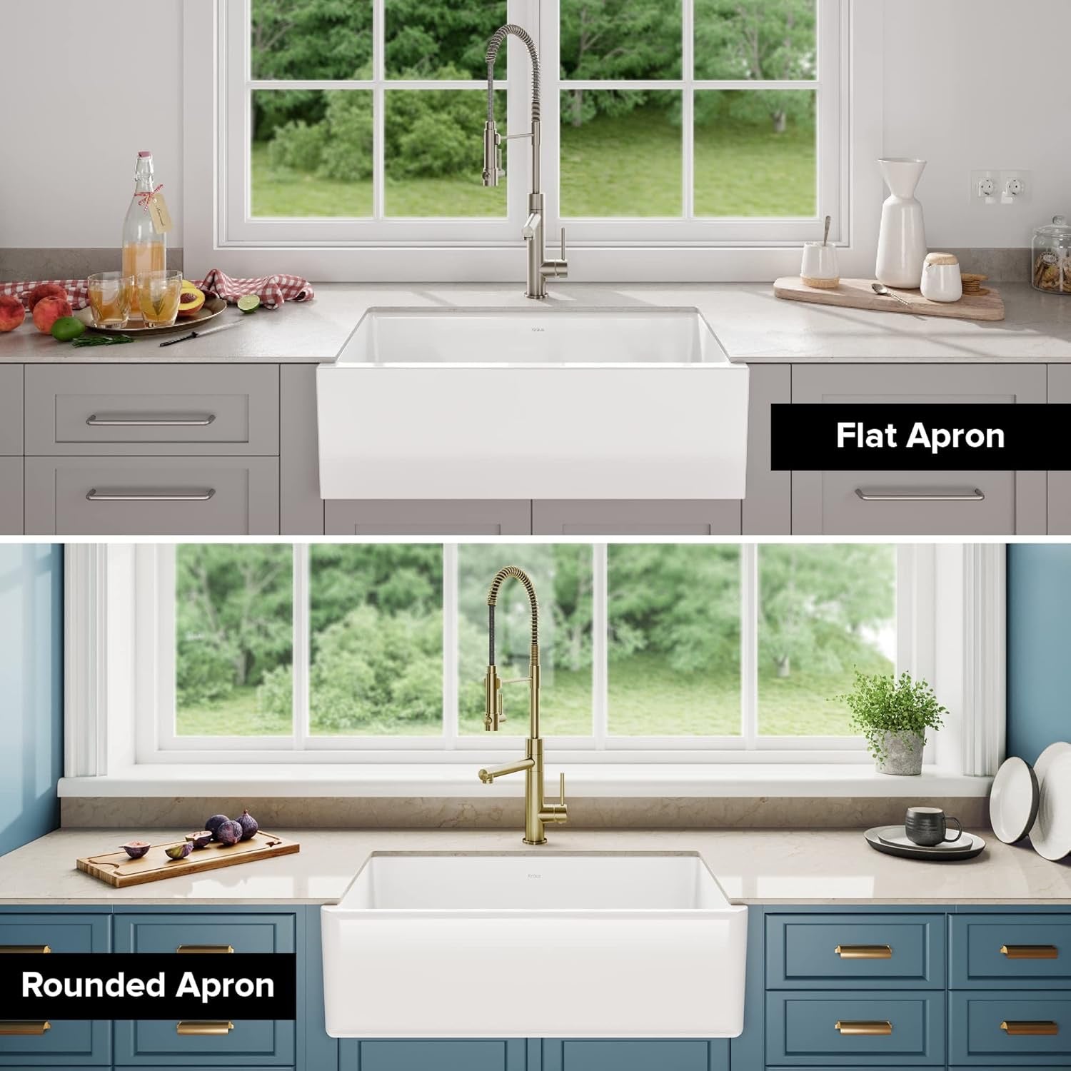 KRAUS Turino 33” Fireclay Farmhouse Kitchen Sink | Reversible Apron Front Single Bowl (Gloss White)