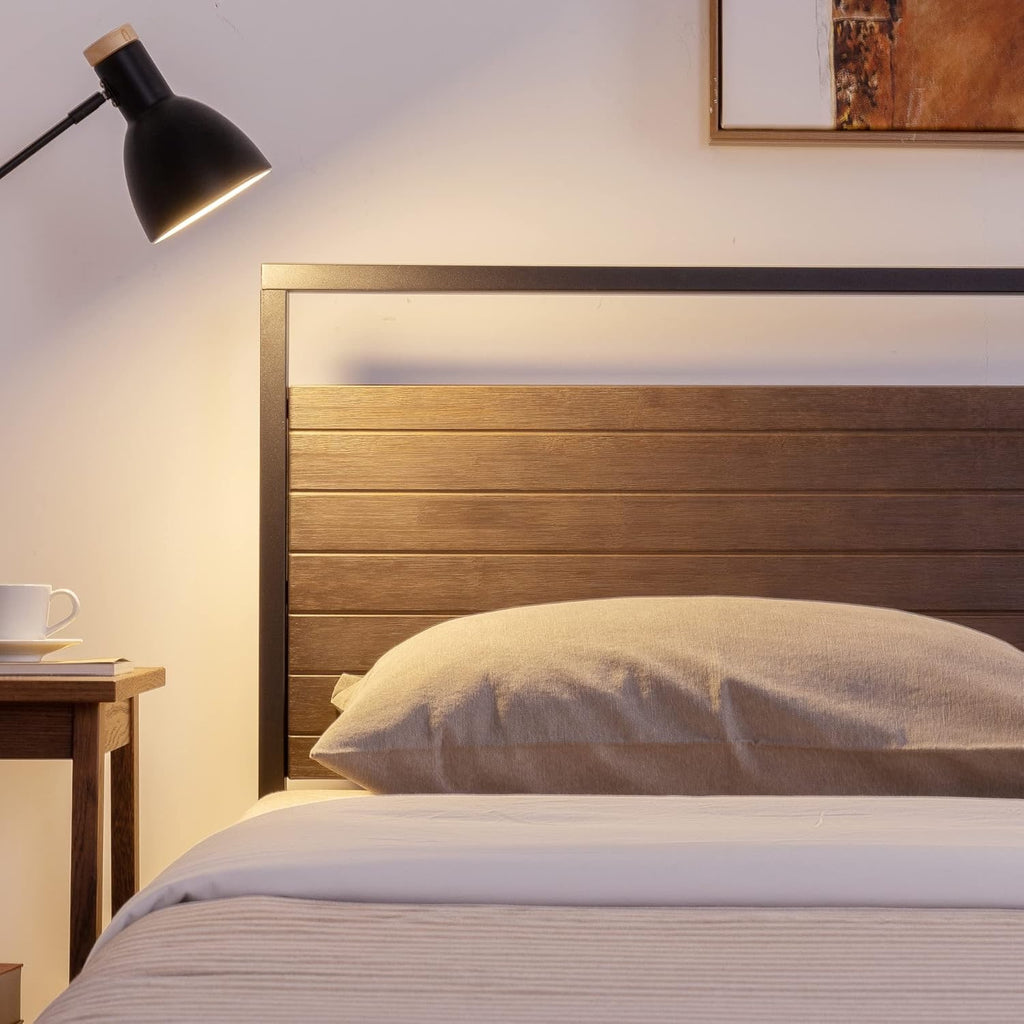 Zinus Suzanne Bamboo & Metal King Platform Bed Frame | Low Profile Grey Wash Bed Frame