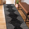 Rugshop Bohemian Stripe Runner Rug | Black 2' x 10' Stain-Resistant Runner