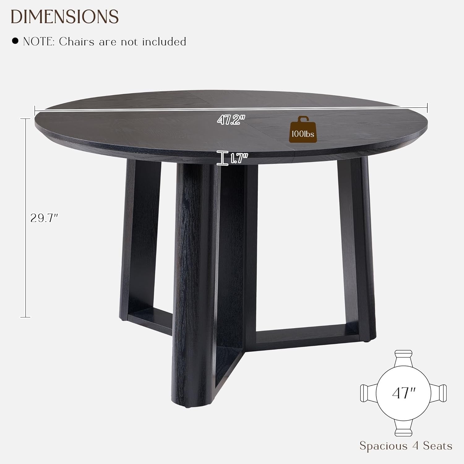 OKD 47" Round Dining Table | Light Tree Knot Finish Pedestal Dining Table