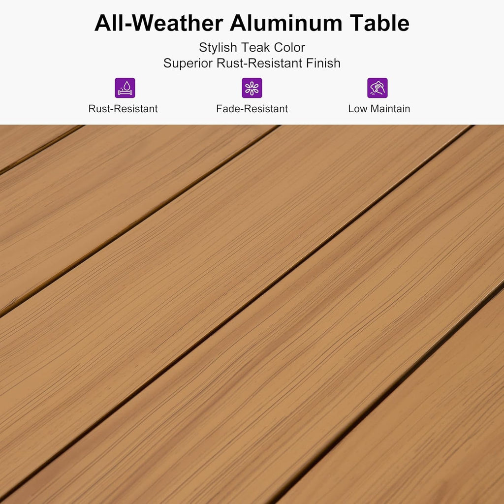 PURPLE LEAF 7‑Piece Patio Dining Set | All-Weather Wicker Outdoor Furniture with Cushions & Rectangular Table