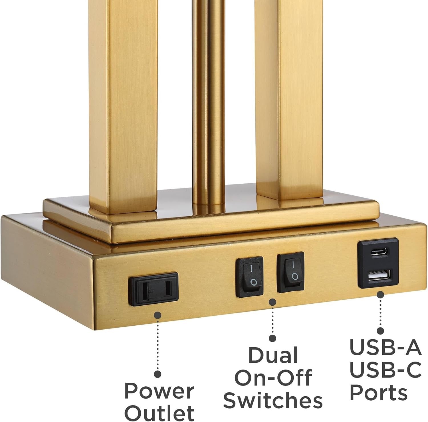 Possini Euro Design Deacon Desk Table Lamp | Antique Brass LED Lamp with USB & AC Outlet (26”)
