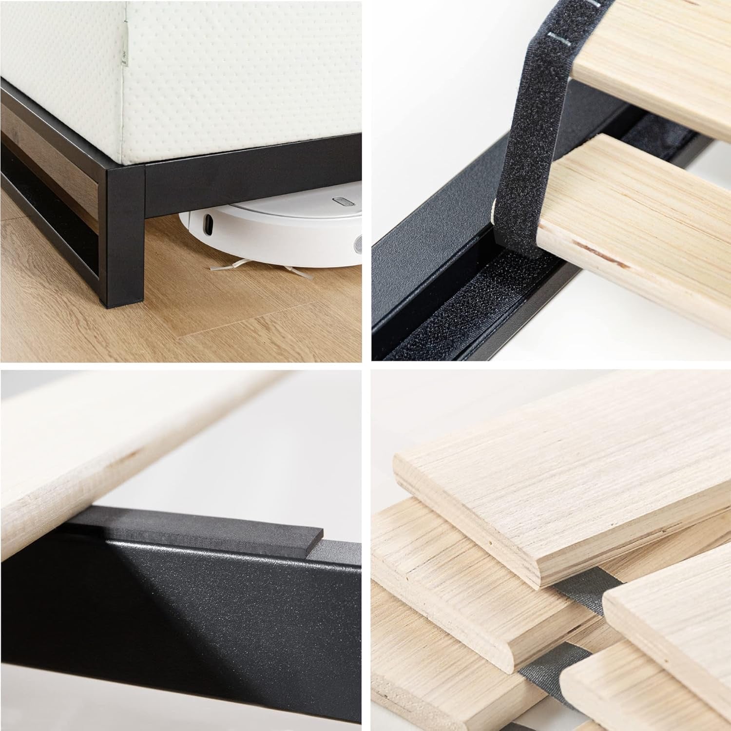 Zinus Suzanne Bamboo & Metal King Platform Bed Frame | Low Profile Grey Wash Bed Frame