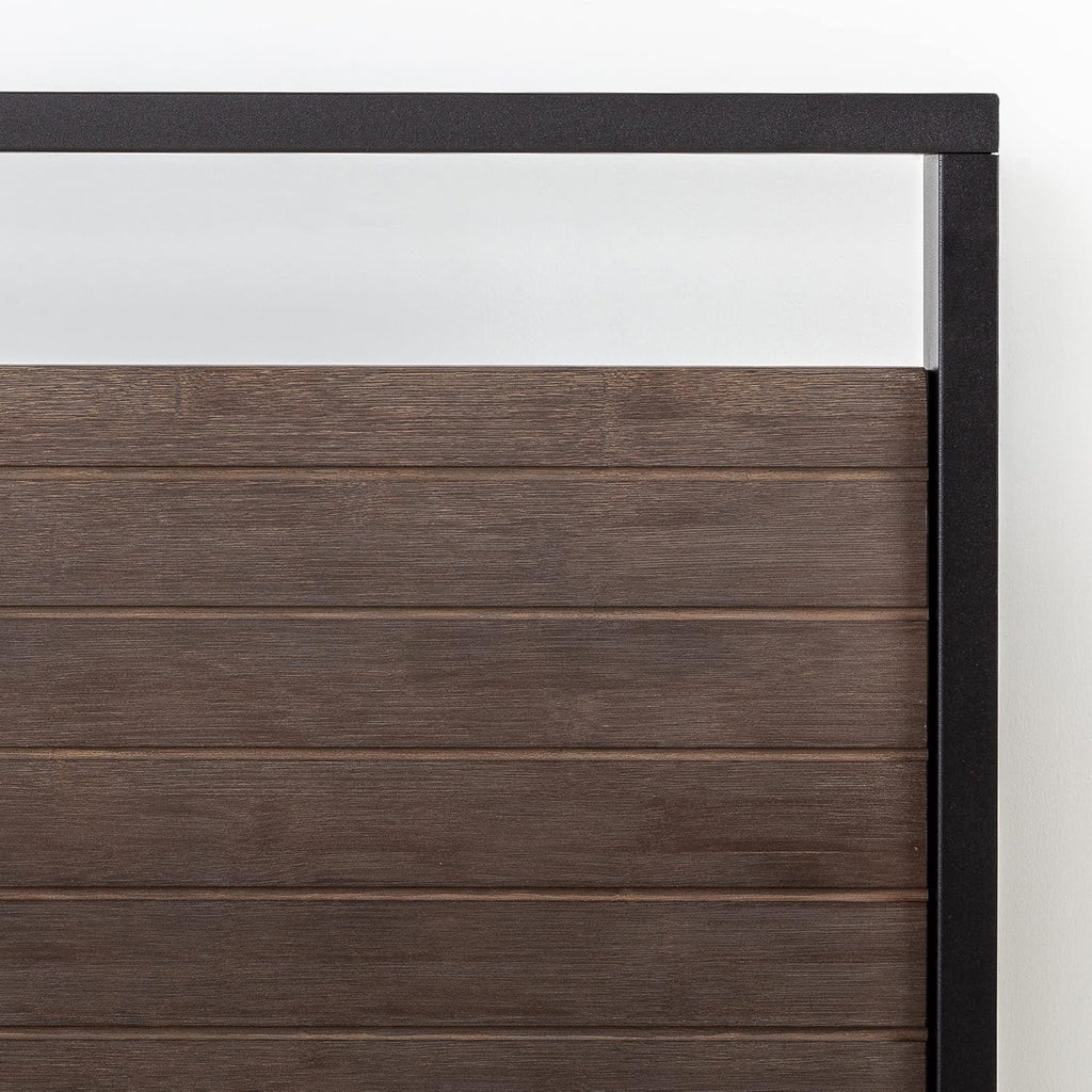 Zinus Suzanne Bamboo & Metal King Platform Bed Frame | Low Profile Grey Wash Bed Frame