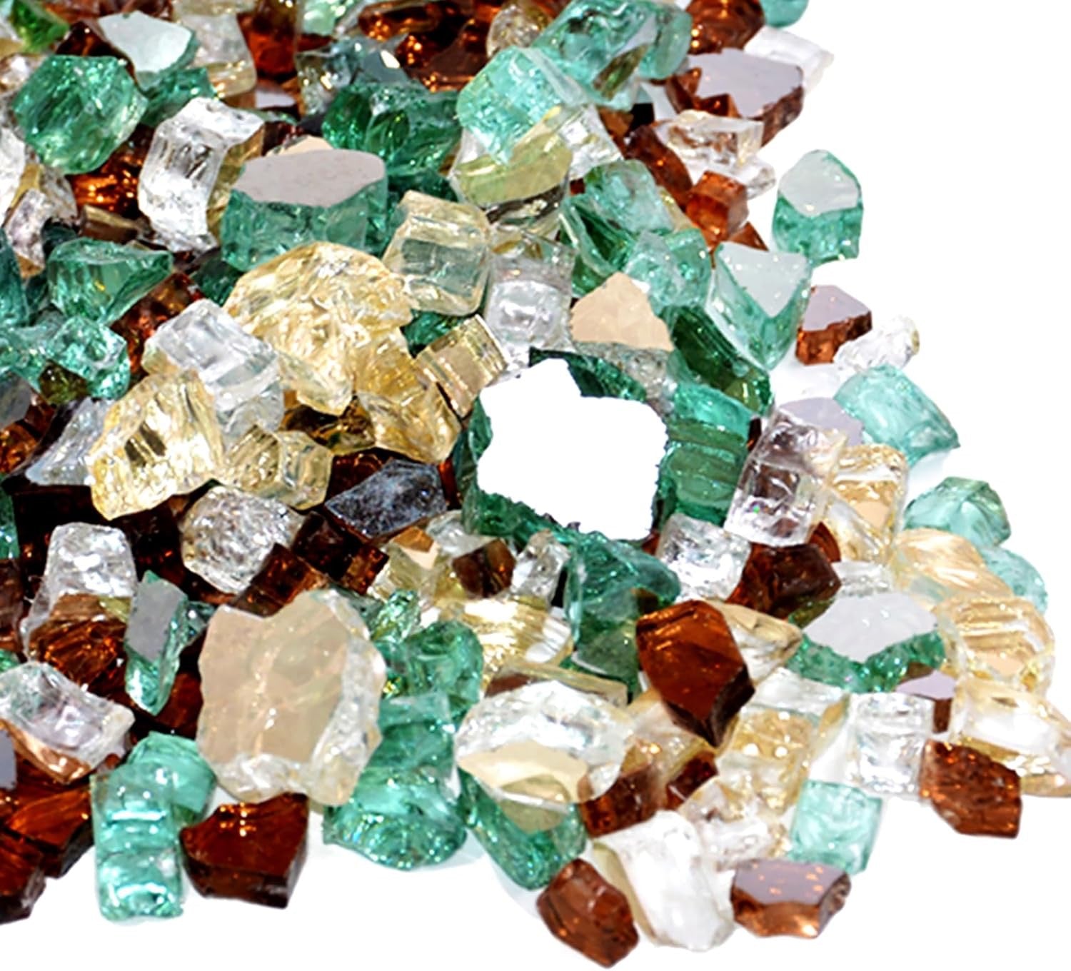Skyflame Reflective Fire Glass – 10-Pound Tempered Fire Pit & Fireplace Decorative Glass Blend