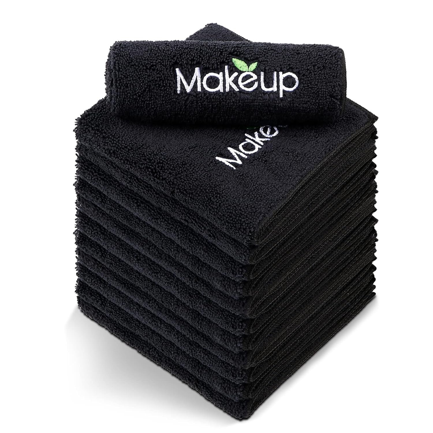 Orighty Microfiber Makeup Remover Wash Cloths (Pack of 12) | Super-Soft, Quick-Dry Face Towels – Black