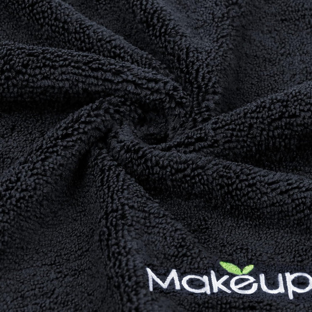 Orighty Microfiber Makeup Remover Wash Cloths (Pack of 12) | Super-Soft, Quick-Dry Face Towels – Black