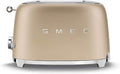 SMEG 2-Slice Toaster | Retro Luxury Toaster with 6 Presets & Defrost Function (Matte Champagne)