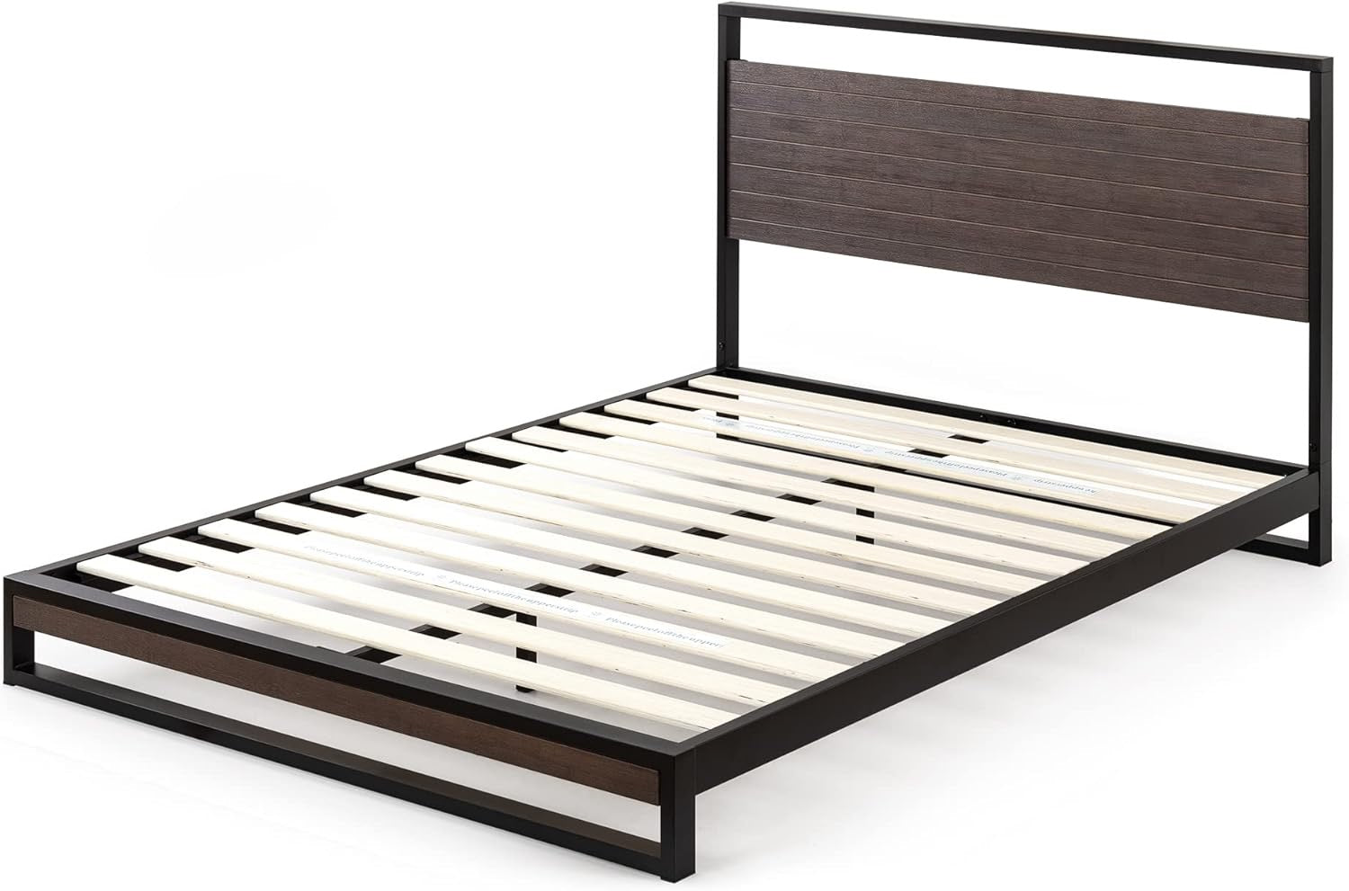 Zinus Suzanne Bamboo & Metal King Platform Bed Frame | Low Profile Grey Wash Bed Frame