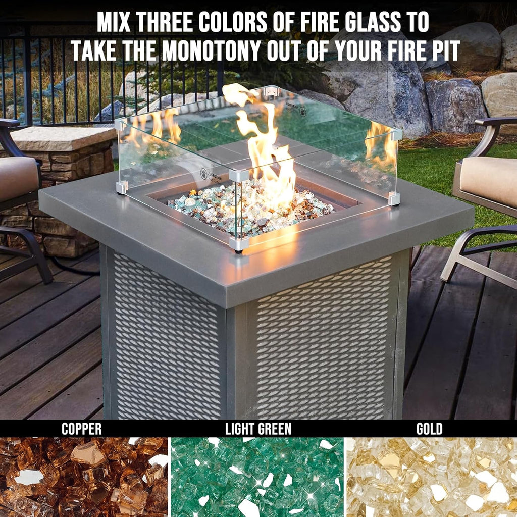 Skyflame Reflective Fire Glass – 10-Pound Tempered Fire Pit & Fireplace Decorative Glass Blend