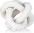3-Link Wooden Knot Decor | Hand-Carved Rustic White Chain Link Coffee Table Accent