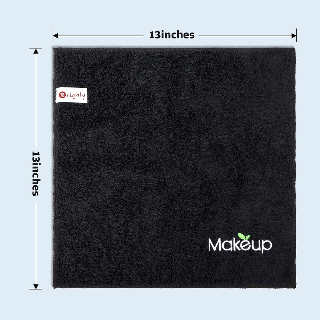Orighty Microfiber Makeup Remover Wash Cloths (Pack of 12) | Super-Soft, Quick-Dry Face Towels – Black