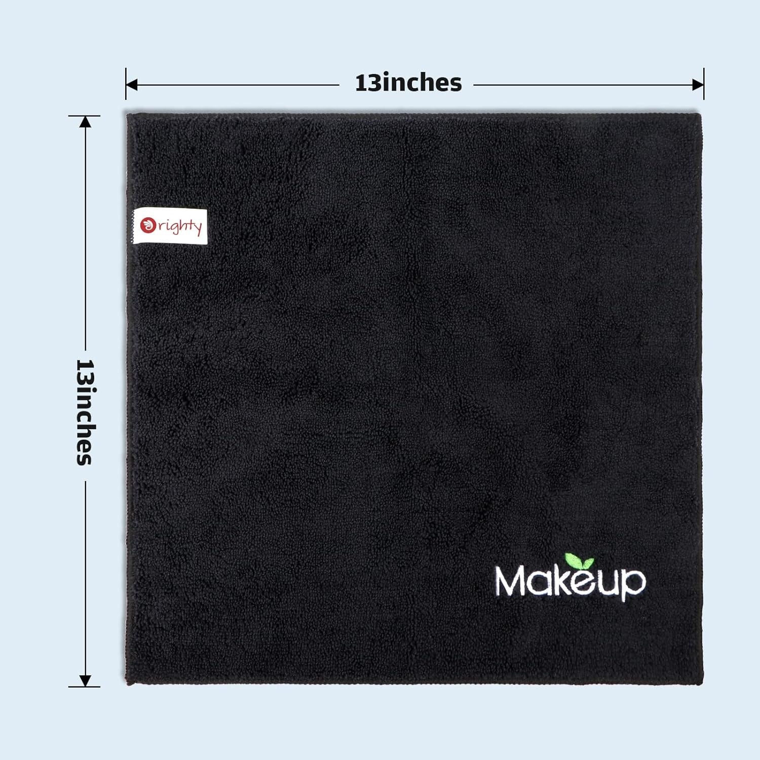 Orighty Microfiber Makeup Remover Wash Cloths (Pack of 12) | Super-Soft, Quick-Dry Face Towels – Black