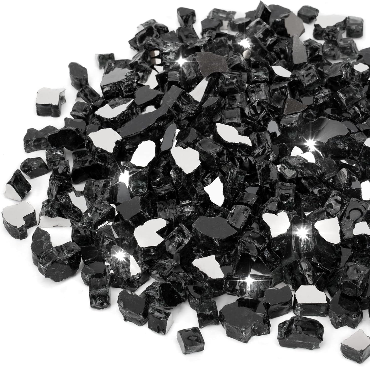 Stanbroil Onyx Black Reflective Fire Glass – Tempered Fire Pit & Fireplace Decorative Glass