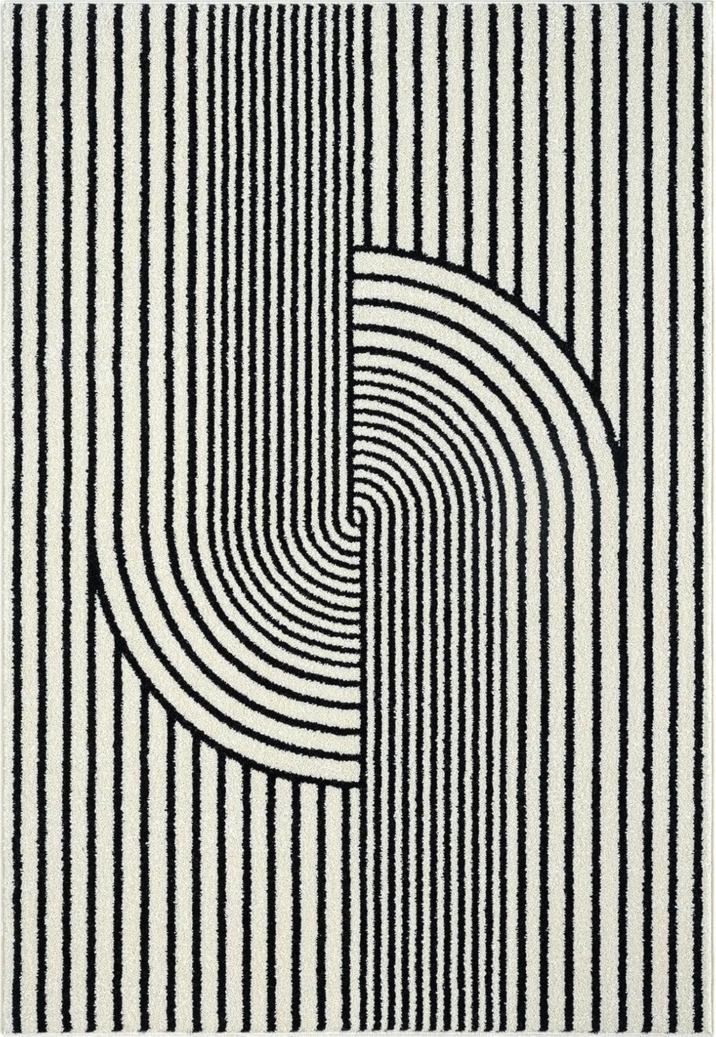 Abani Nuevo Collection Area Rug (5' × 8') | Mid-Century Black & Ivory Arch Design