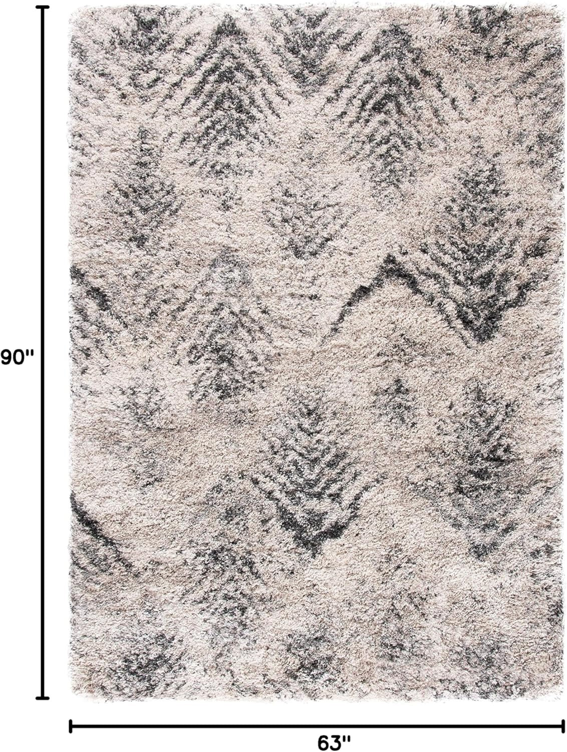 SAFAVIEH Iceland Shag Area Rug | Cream & Grey 5'3" x 7'6" Plush Modern Shag Rug