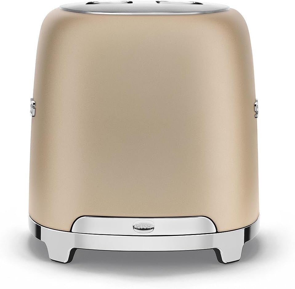 SMEG 2-Slice Toaster | Retro Luxury Toaster with 6 Presets & Defrost Function (Matte Champagne)