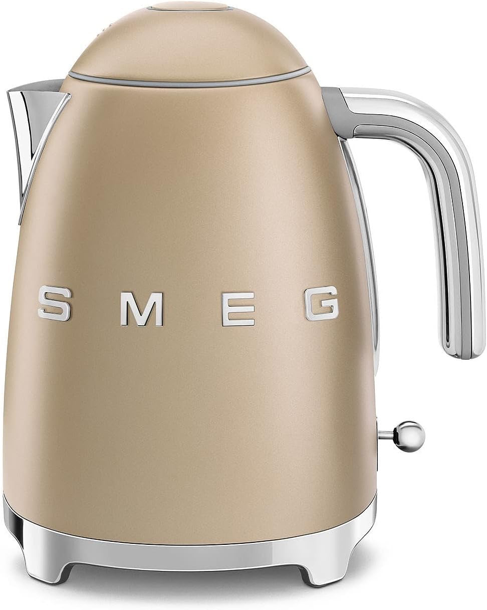 SMEG 50’s Retro Electric Kettle (7-Cup) | Luxury Water Kettle with Auto Shutoff (Matte Champagne)