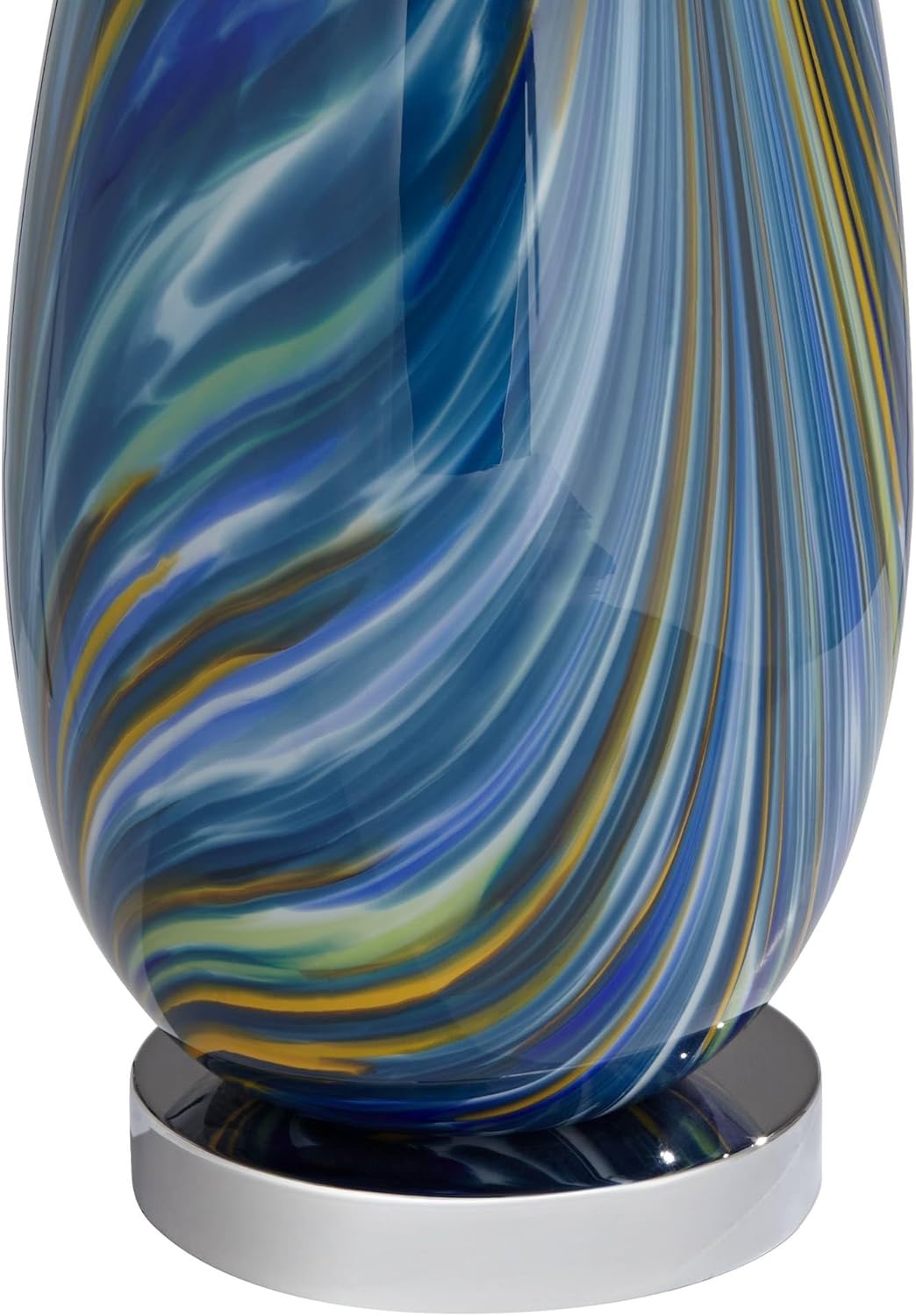Possini Euro Design Pablo 27” Art Glass Table Lamp | Swirling Blue Hand-Blown Decorative Lamp