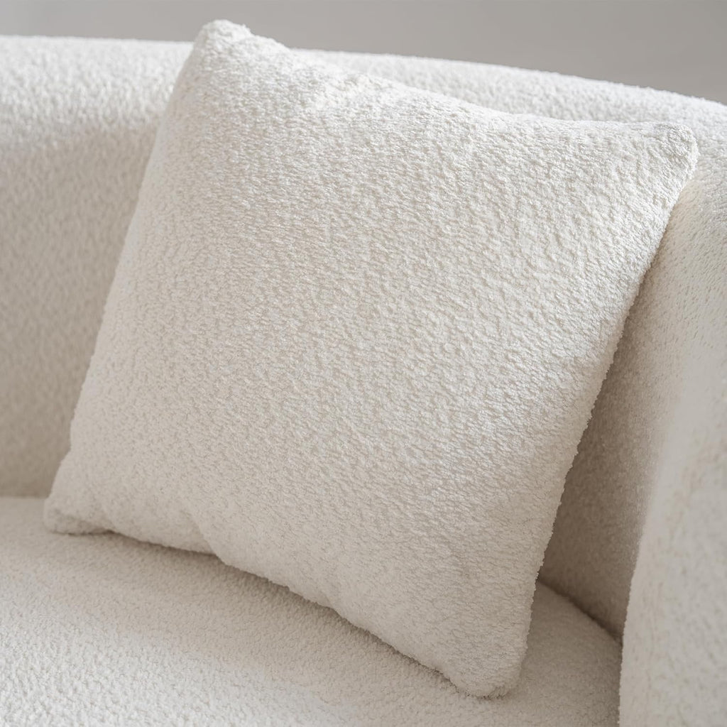 Acanva 114" Curved Bouclé Sectional Sofa | Modern Modular White Couch (Right-Hand Facing)