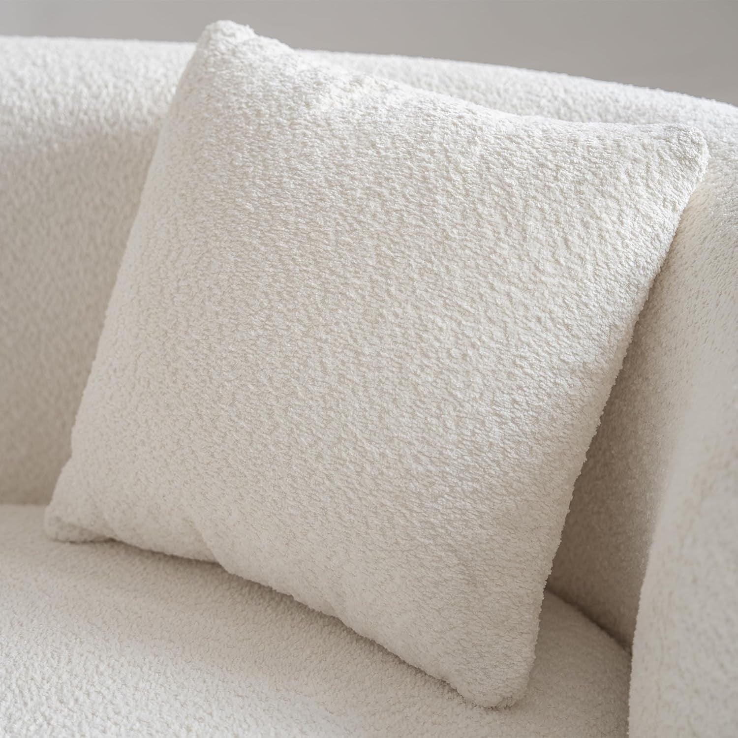 Acanva 114" Curved Bouclé Sectional Sofa | Modern Modular White Couch (Right-Hand Facing)
