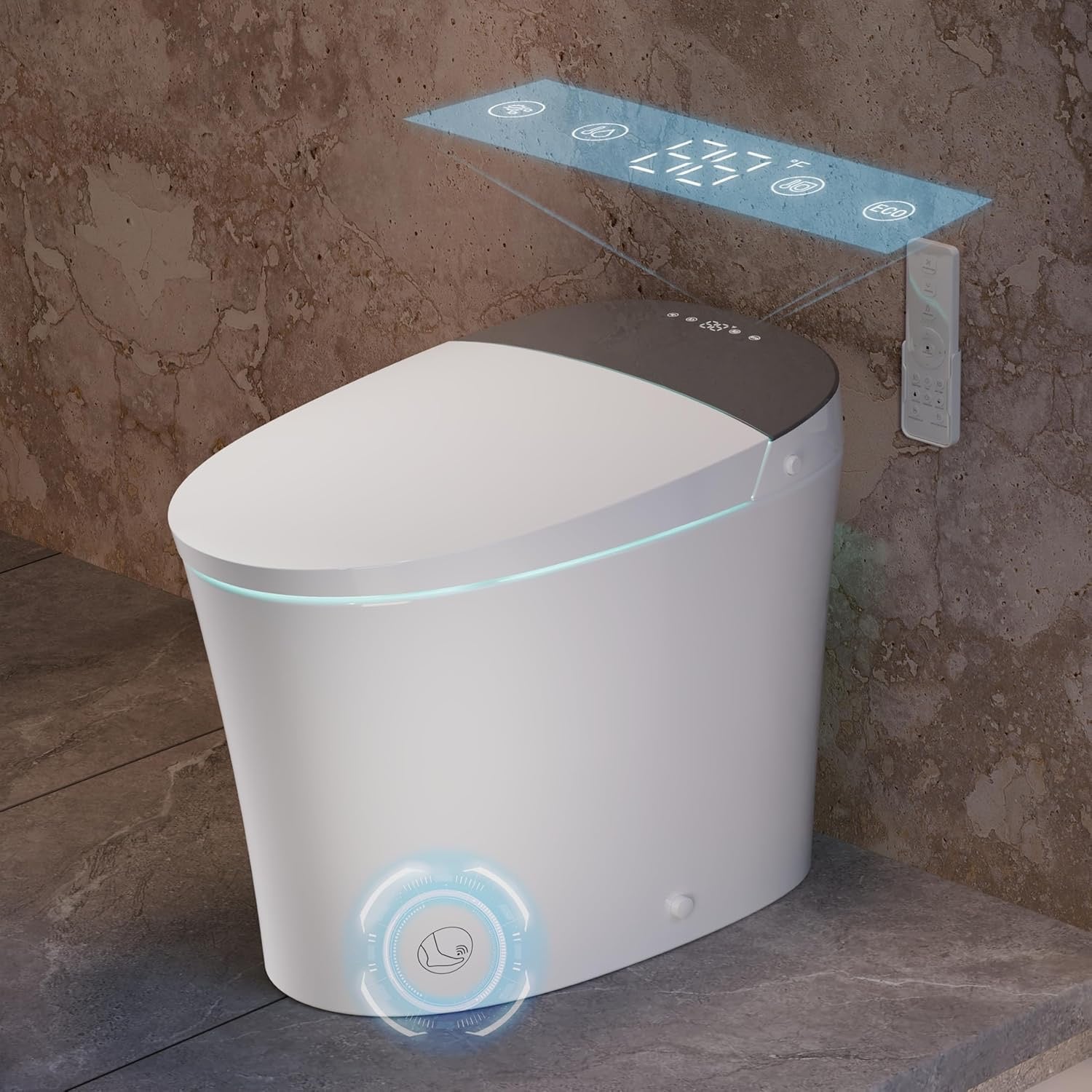 CANEST Smart Toilet with Built-In Bidet | ADA Comfort Height Dual-Flush 1.1/1.6 GPF with Heated Seat & Remote