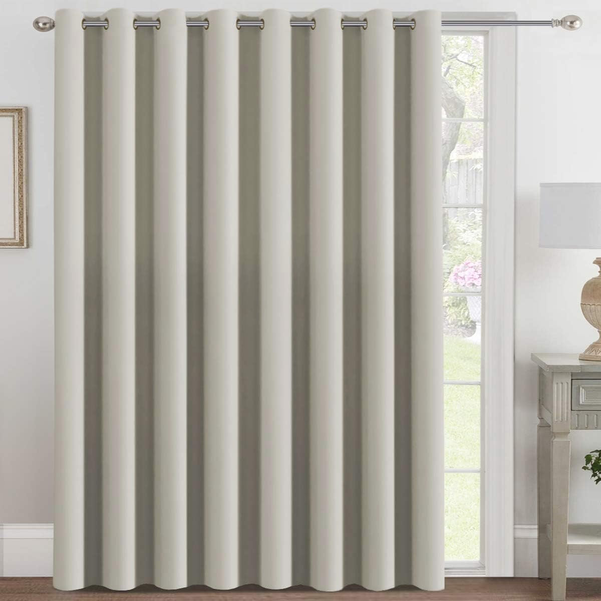 H.VERSAILTEX Extra-Wide Blackout Patio Curtains – Thermal Insulated Sliding Door Drapes, Ivory Cream