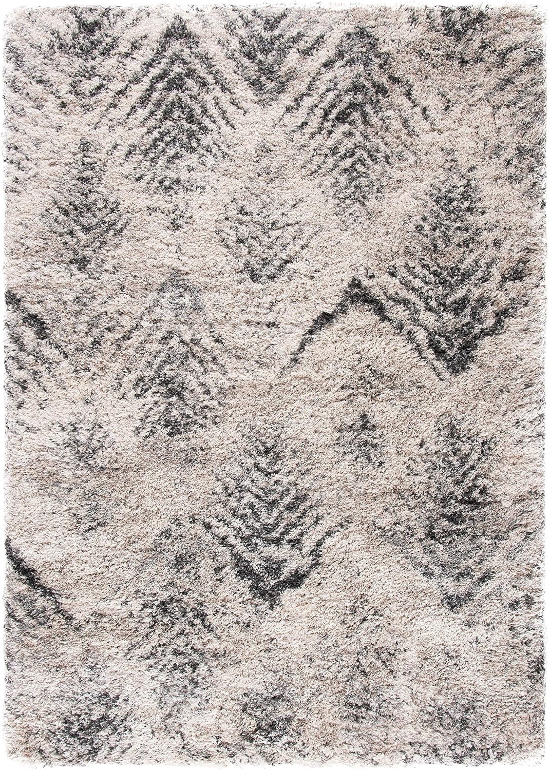 SAFAVIEH Iceland Shag Area Rug | Cream & Grey 5'3" x 7'6" Plush Modern Shag Rug