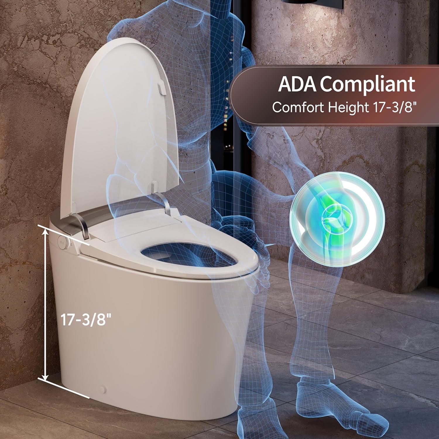 CANEST Smart Toilet with Built-In Bidet | ADA Comfort Height Dual-Flush 1.1/1.6 GPF with Heated Seat & Remote