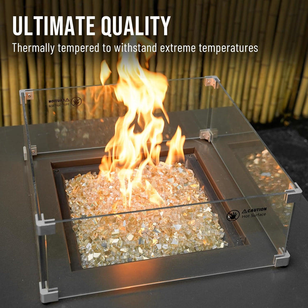 Skyflame Gold Reflective Fire Glass – High Luster Tempered Fire Pit & Fireplace Glass