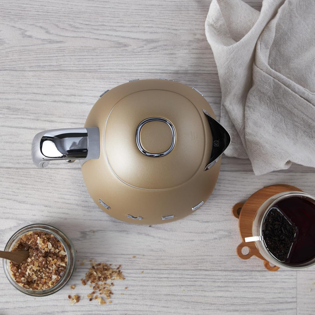 SMEG 50’s Retro Electric Kettle (7-Cup) | Luxury Water Kettle with Auto Shutoff (Matte Champagne)