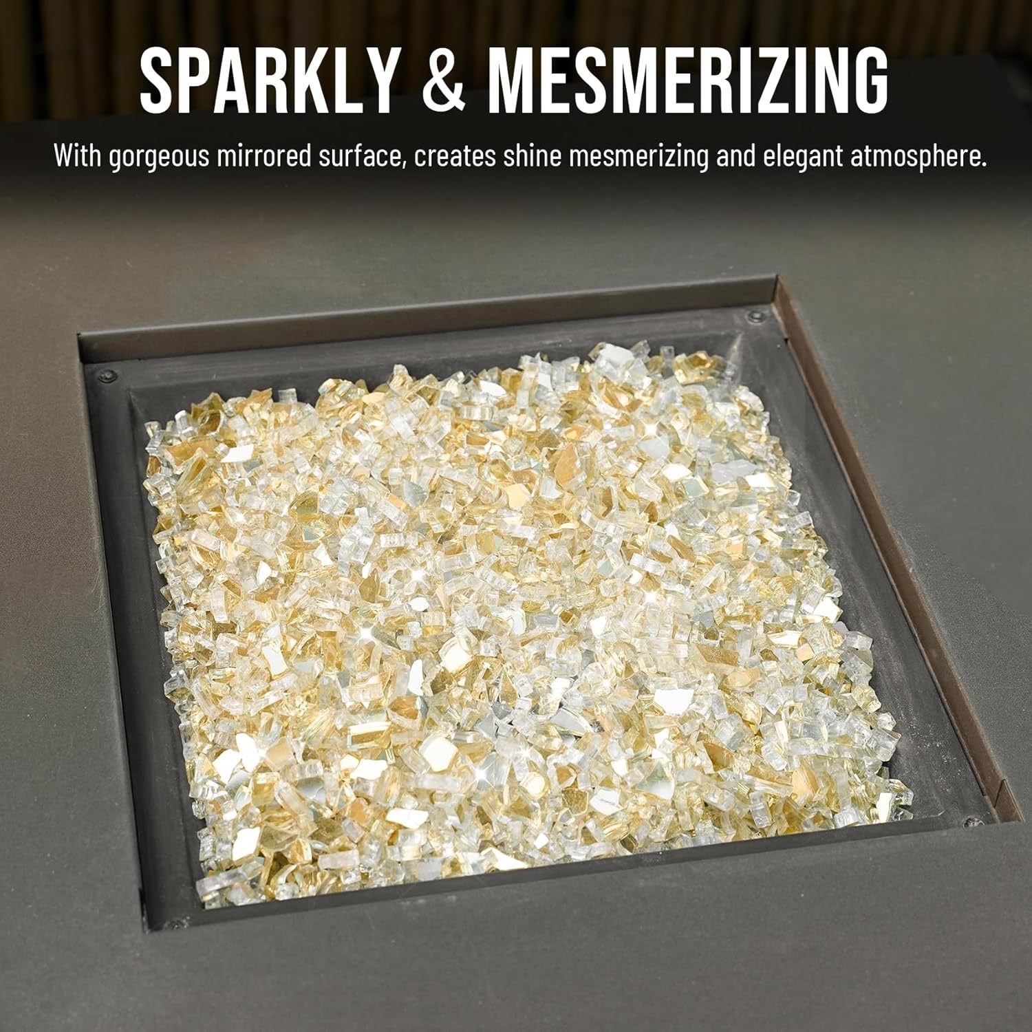 Skyflame Gold Reflective Fire Glass – High Luster Tempered Fire Pit & Fireplace Glass
